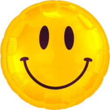 Шар (18''/46 см) Круг, Смайл, Желтый, 1 шт. 