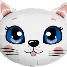 Аг Фигура Белая кошечка / 64*56 см / 1 шт., Фольгированный шар 
