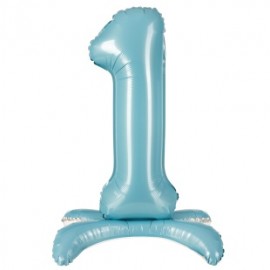 Шар (32''/81 см) Цифра, 1 на подставке, Голубой, 1 шт. в уп. 