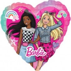 Шар (18''/46 см) Сердце, Барби с подругами, Розовый, 1 шт. в уп. 