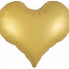 Шар (24''/61 см) Сердце, Люкс, Светлое золото, Сатин, 1 шт. 