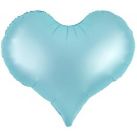 Шар (24''/61 см) Сердце, Люкс, Голубой, Сатин, 1 шт. в уп. 
