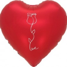 Шар (18''/46 см) Сердце, Роза, Красный, Сатин, 1 шт. 