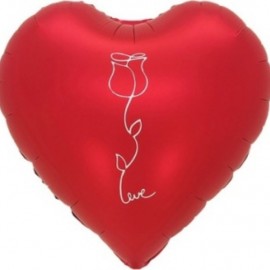 Шар (18''/46 см) Сердце, Роза, Красный, Сатин, 1 шт. 