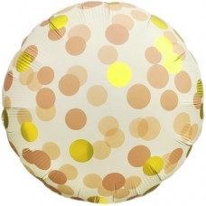 Шар (18''/46 см) Круг, Конфетти, Кофейный, Сатин, 1 шт. 