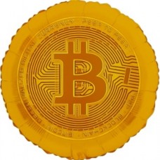 Шар (18''/46 см) Круг, Биткоин, Золото, 1 шт. в уп. (цв.этик.) 