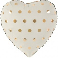 Шар (18''/46 см) Сердце, Золотой горошек, Кремовый, 1 шт. 