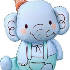 Шар (35''/89 см) Фигура, Слоник в колпачке, Голубой, 1 шт. в уп. 