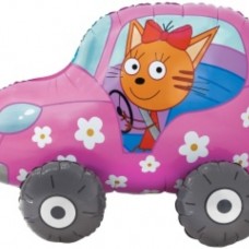 Шар 3D (29''/74 см) Фигура, Три Кота, Карамелька в машинке, 1 шт. в уп. 