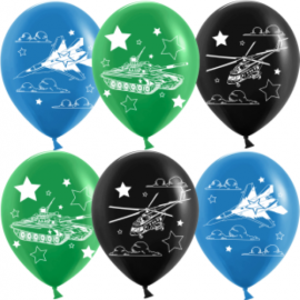 Шар (12''/30 см) Военная техника, Ассорти, пастель, 2 ст, 25 шт. 