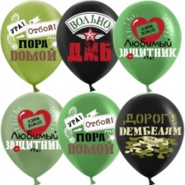 Шар (12''/30 см) Дембель, Ассорти, пастель, 1 ст, 25 шт. 