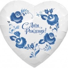 Шар (30''/76 см) Сердце, Фарфоровый букет, 1 шт. в уп. 