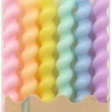 Свечи Зефирная серия, Нежные цвета, Макарунс, 0,8*7,5 + 2,5 см, 6 шт. с держат. 