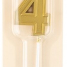 Свеча Цифра, 4 Чистая линия, на шпажке, Золото, 4,7*6,7 + 7 см, 1 шт. с держат. 