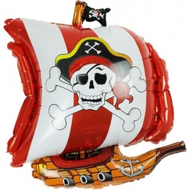 Шар (27''/69 см) Фигура, Пиратский корабль, Красный, 1 шт. 