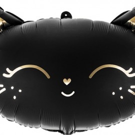 Шар (19''/48 см) Фигура, Голова, Магический котенок, Черный, 1 шт. 