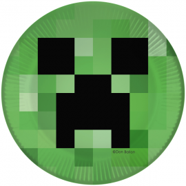 Тарелки (7''/18 см) Пиксельный монстр, Зеленый, 6 шт. 
