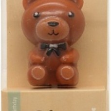 Свечи Фигура 3D, Мишка, Коричневый, 2,5*4 + 3 см, 1 шт. с держат. 