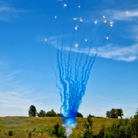 БСП1502512 Пирофф Гендерный салют голубой 25*1,2 (веер+треск) 4/1 