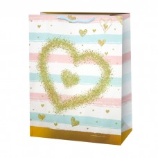 Пакет подарочный, Ванильное сердце, Дизайн №3, с блестками, 24*18*8,5 см, 1 шт. 