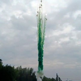 СУ0602512G Пирофф Дневная зеленая батарея салютов 25*1,2 (треск) 4/1 