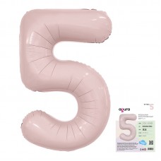 Аг 40 Цифра "5" Пыльная роза Slim в упаковке / 1 шт /, Фольгированный шар 