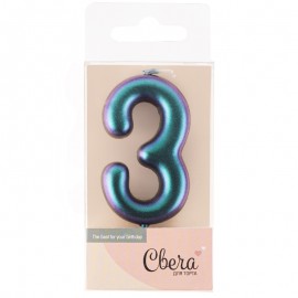 Свеча Цифра, 3, Фантом, Хамелеон, 4*6 + 2,5 см, 1 шт. с держат. 