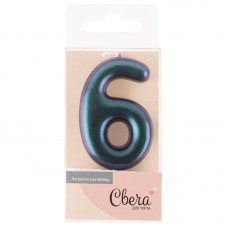 Свеча Цифра, 6, Фантом, Хамелеон, 4*6 + 2,5 см, 1 шт. с держат. 