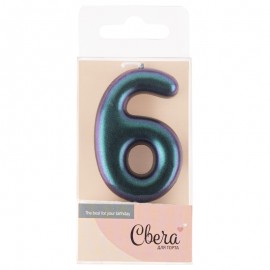 Свеча Цифра, 6, Фантом, Хамелеон, 4*6 + 2,5 см, 1 шт. с держат. 