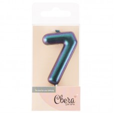 Свеча Цифра, 7, Фантом, Хамелеон, 4*6 + 2,5 см, 1 шт. с держат. 