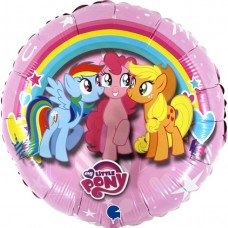 Шар (18''/46 см) Круг, My Little Pony, Дружные Лошадки, Розовый, 1 шт.  