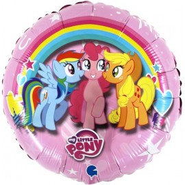 Шар (18''/46 см) Круг, My Little Pony, Дружные Лошадки, Розовый, 1 шт.  