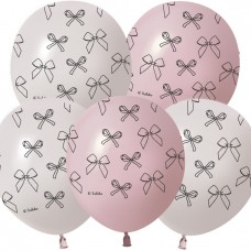 Шар (12''/30 см) Бантики, Ассорти, пастель ретро, 5 ст, 25 шт. 