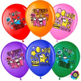 Шар (12''/30 см) Игра Среди Нас, Ассорти, пастель, 1 ст, 25 шт. 