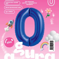 Шар (40''/102 см) Цифра, 0 Slim, Полуночно-синий, 1 шт. в уп. 