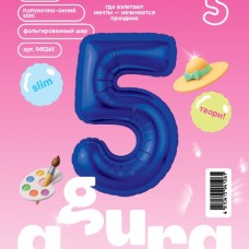 Шар (40''/102 см) Цифра, 5 Slim, Полуночно-синий, 1 шт. в уп. 