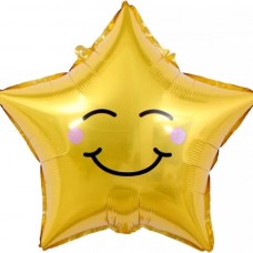 Шар (18''/46 см) Звезда, Счастливая звезда, Золото, 1 шт. 