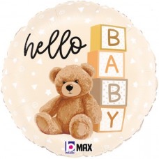 Шар (18''/46 см) Круг, Плюшевый мишка для малыша, 1 шт. 