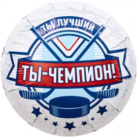 Шар (18''/46 см) Круг, Хоккей, Ты Чемпион!, 1 шт. 