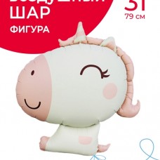 Шар (31''/79 см) Фигура, Милый единорог, Розовый, Сатин, 1 шт. в уп. 