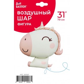 Шар (31''/79 см) Фигура, Милый единорог, Розовый, Сатин, 1 шт. в уп. 