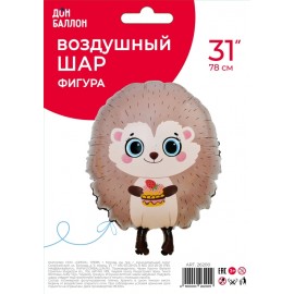 Шар (31''/79 см) Фигура, Ежик с кексиком, 1 шт. в уп. 