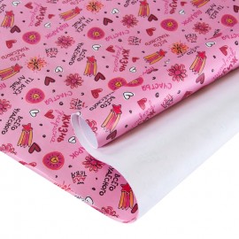 Упаковочная бумага (0,7*1 м) Подарок для тебя (сердечки), Розовый, 1 шт. 
