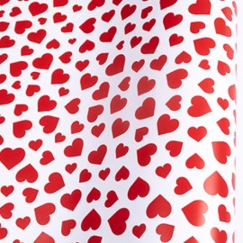 Упаковочная бумага (0,7*1 м) Красные сердечки, Белый, 1 шт. 