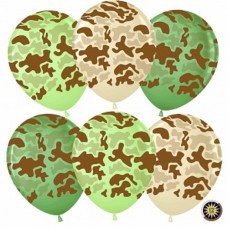 Шар (12''/30 см) Камуфляж, Ассорти, пастель, 5 ст, 25 шт. 