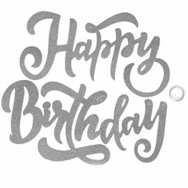 Гирлянда Happy Birthday ( элегантный шрифт), Серебро с блестками, 20*100 см, 1 шт. 