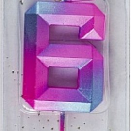 Свеча Цифра, 6 Пурпурные грани, 4,3 см,1 шт. 