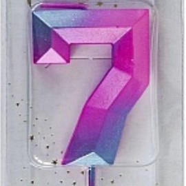 Свеча Цифра, 7 Пурпурные грани, 4,3 см,1 шт. 