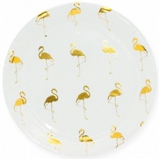 Тарелки (7''/18 см) Золотой фламинго, Белый, Металлик, 6 шт. 