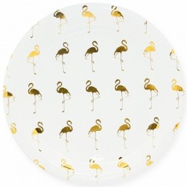 Тарелки (9''/23 см) Золотой фламинго, Белый, Металлик, 6 шт. 